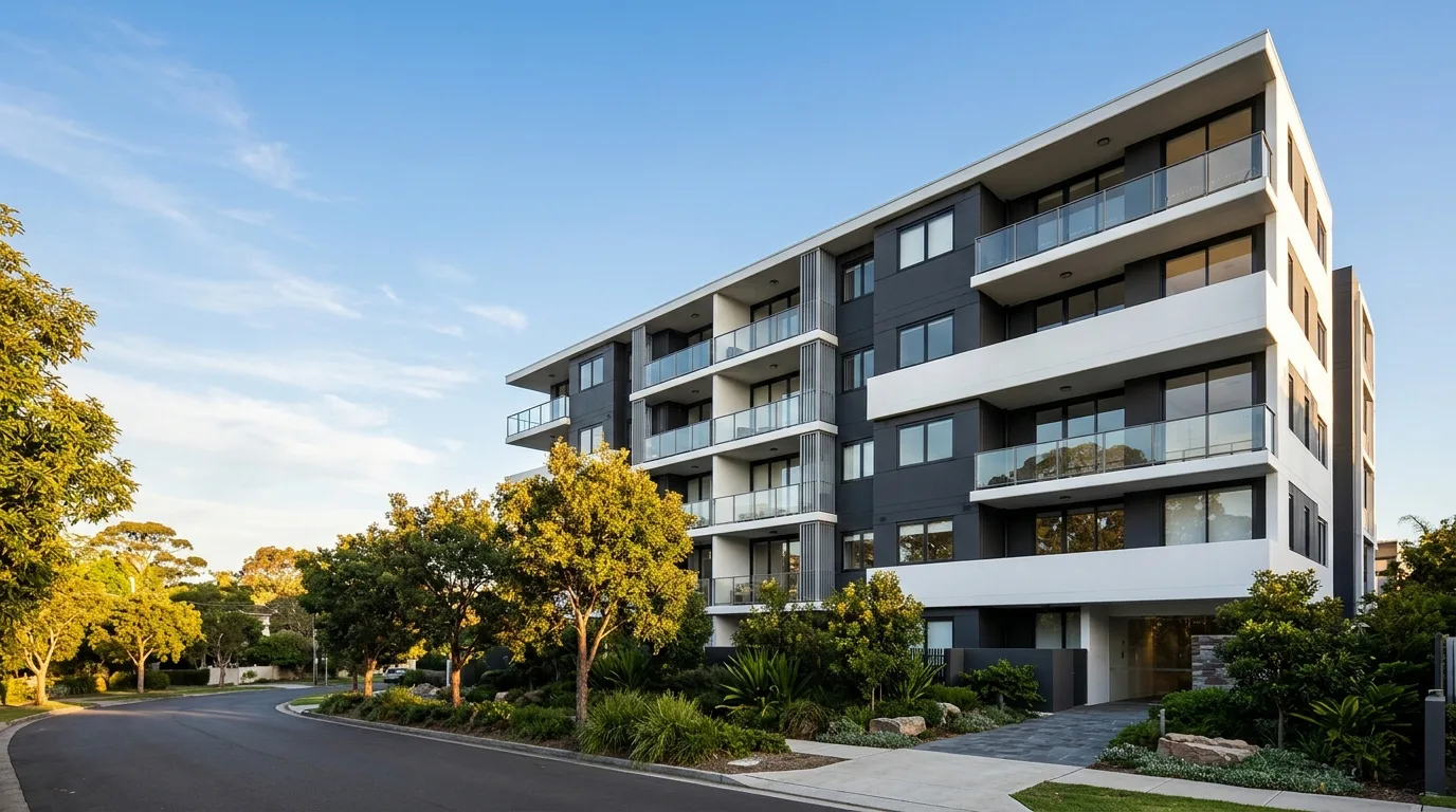 After: an apartment building with a fresh exterior coat