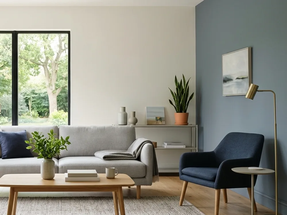 Feature wall: Blue-grey feature wall