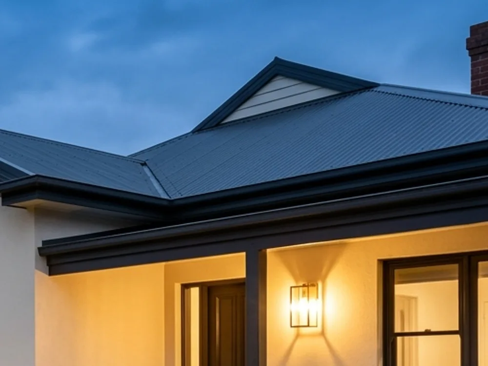 Metal roof: Pitched roof and chimney