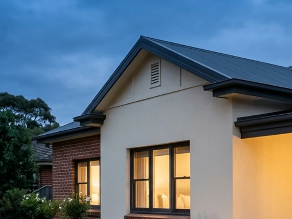 Metal roof: Roof over a period-style home